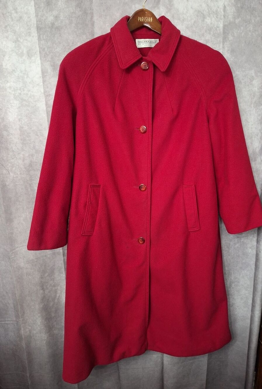 Vintage 60s Kashmiracle by Wellington Red Long Coat Womens 13/14 Made In USA